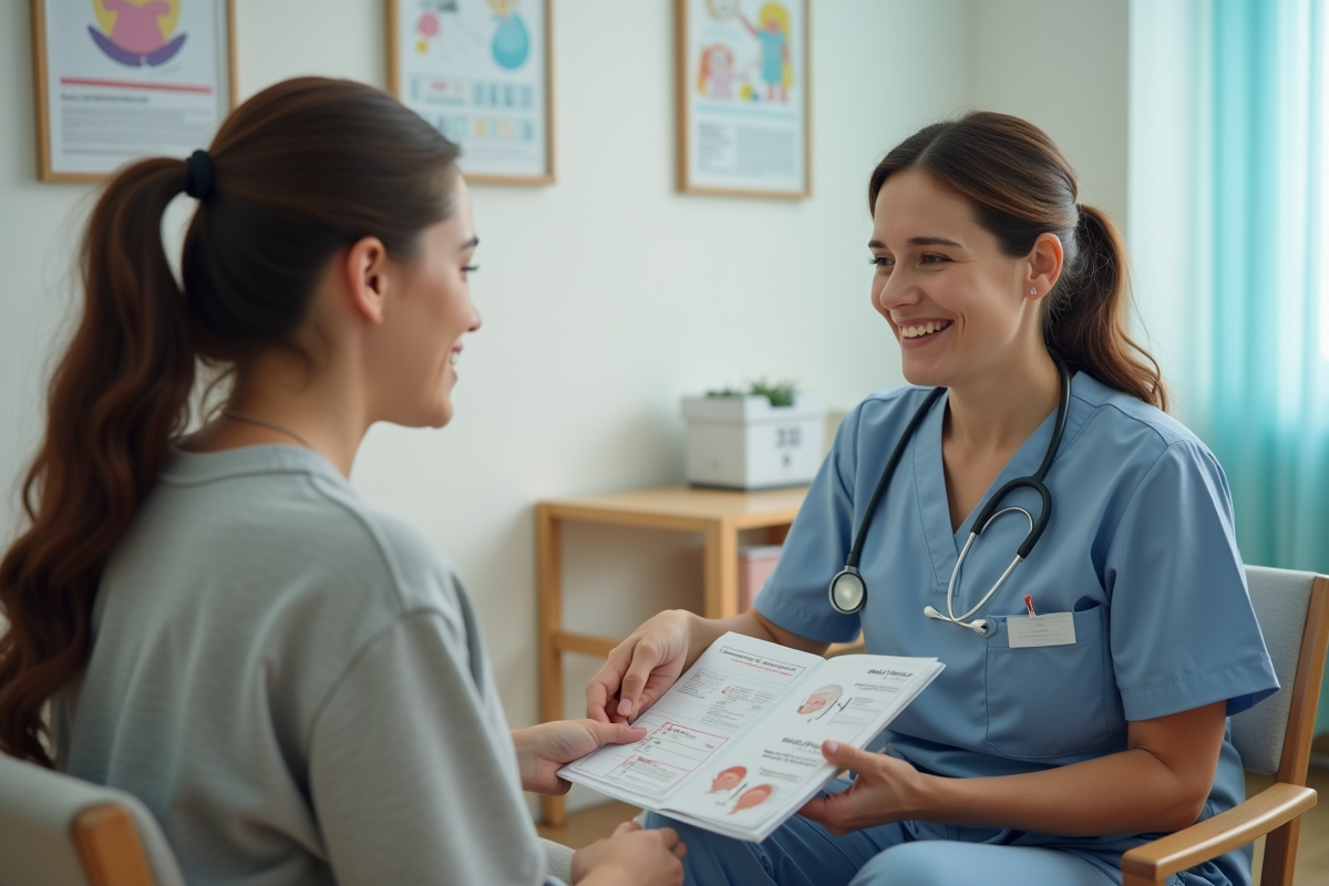 Infirmière rassurant une mère lors d